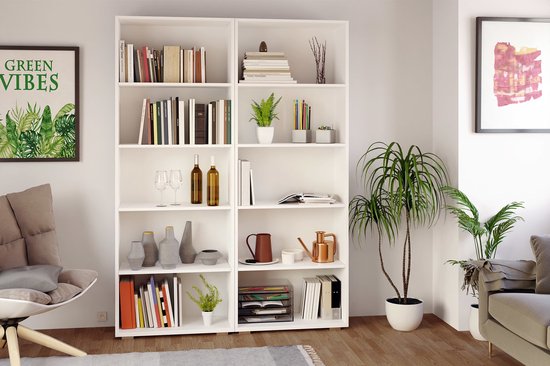 Casaria Boekenkast Vela - 5 Vakken Verstelbaar 190x60x28 cm - Wit
