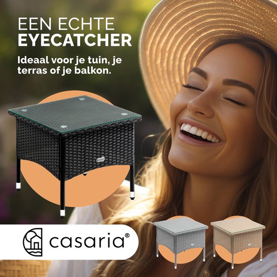 CASARIA Polyrattan Bijzettafel Buiten - 50x50x45cm - Zwart