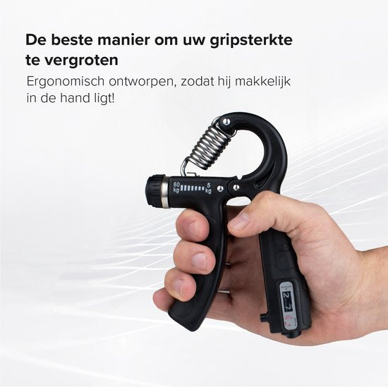 Verstelbare Handtrainer - Set van 2 - 5 tot 60 KG - Vingertrainer - Handknijper - Grip Trainer - Zwart