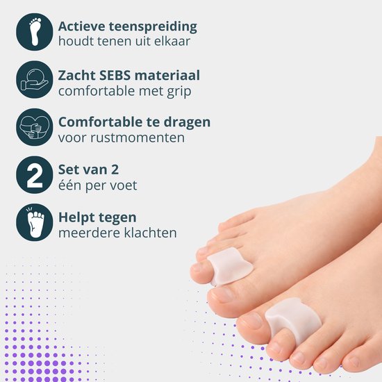 VeryGoods™ Hallux Valgus Teencorrector - Teenspreider Grote teen - 2 Stuks - Teenbeschermer - Hamerteen - Tenenspreiders