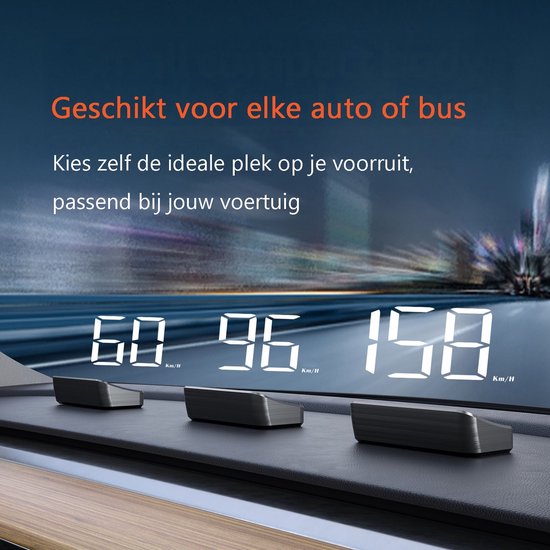 Tech Essentials Automatische - GPS Snelheidsmeter Auto HUD - USB-C - Wit - Head Up Displays - Plug en Play