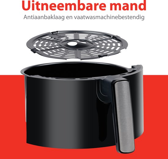 alpina Airfryer 3.5L - Heteluchtfriteuse 2 tot 3 Personen - Air Fryer met Instelbare Temperatuur van 80 tot 200°C - Hetelucht oven Airfryer Timer tot 60 Minuten - 1400W - Zwart