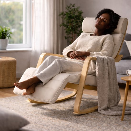 Bayt Schommelstoel - Fauteuil - Schommelstoel Babykamer - Relaxstoel - Wit