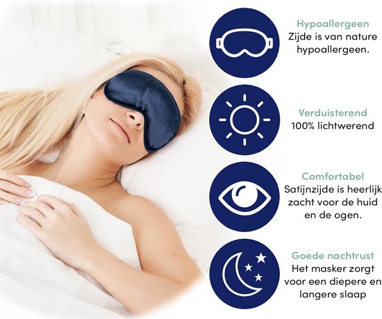 Loti Premium Zijden Slaapmasker + Opbergzakje - 100% Verduisterend Oogmasker - Verstelbaar - Blinddoek - Zijdezacht - Anti-Rimpel – Eye Mask – Sleep Mask – Blauw