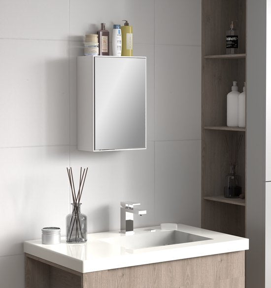 VDD - Spiegelkast - badkamerkast - toiletkast - wastafel meubel - medicijnkastje - spiegel kast - kast met spiegel - 30 x 45 x 14 cm - Wit