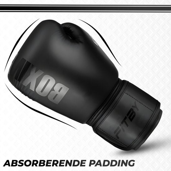 Fitby Bokshandschoenen - Kickboks Handschoenen - Boxing Gloves - Kinder Bokshandschoenen - Zwart - 8 oz