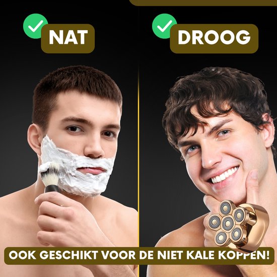 6-in-1 Scheerapparaat Mannen – Trimmer - Sansbeauté® SkullSharp V1 | 6 HEAD - Nat & Droog - Face Head & Hair Shaver – Hoofd Kaal Scheren - Opzetstukken - Elektrisch