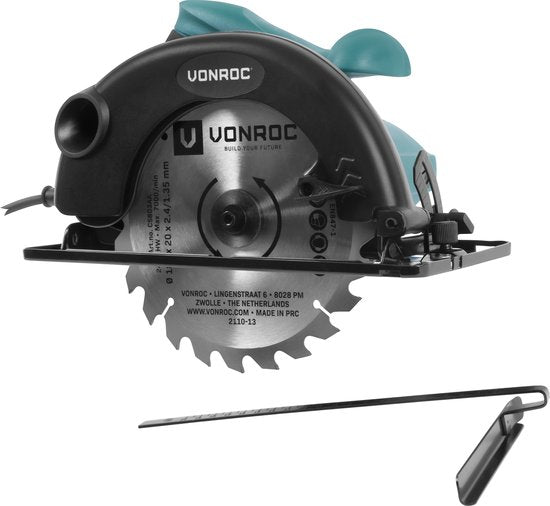 VONROC Cirkelzaag 1200W – 185mm – Incl. parallelgeleider en 24-tands zaagblad voor hout
