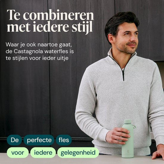Castagnola Waterfles - RVS Drinkfles 500 ML - Stalen Thermosfles - Drinkflessen voor Volwassenen - Dubbelwandig - Groen