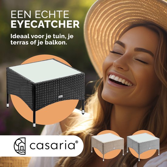 CASARIA Polyrattan Bijzettafel - Buiten 58x58x45cm - Zwart