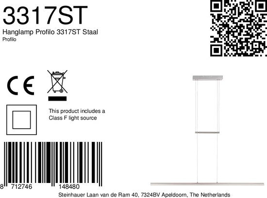 Steinhauer - hanglamp - Profilo - staal - acryl metaal - design lamp - LED - 3317ST