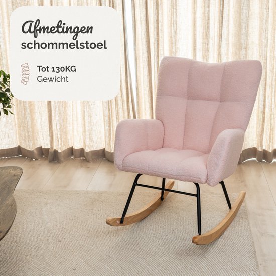 SITTT Schommelstoel - Relaxstoel babykamer - Fauteuil - Voedingsstoel - Licht Roze