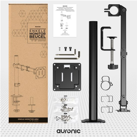 Auronic Monitor Arm - 1 Scherm - 13 tot 32 Inch - Verstelbaar - Monitor Beugel - Staal - Zwart