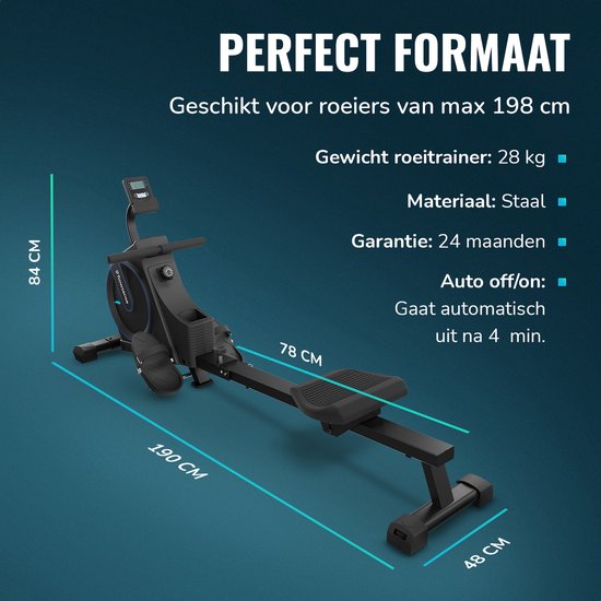 Flowsense Roeimachine - Inklapbaar - Geluidsstil - Magnetisch - 16 Weerstandniveaus - LCD Monitor