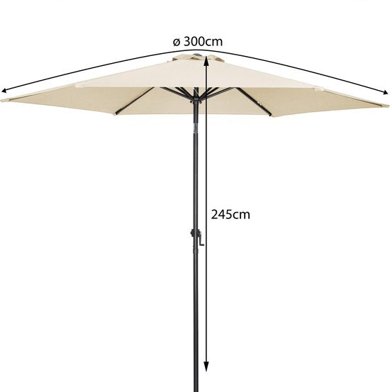 Kingsleeve Parasol Ø300cm - UV-bescherming 50+/ Slinger - Beige