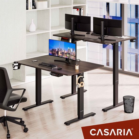 Casaria Zit Sta Bureau – Hoogte Verstelbaar Elektrisch - 110x60cm Bruin