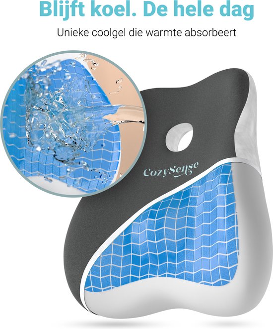 CozySense® Rugsteun - Verstelbaar Rugkussen Onderrug - Lendekussen voor Auto, Bureaustoel, Bed & Bank - Ergonomisch - Met Coolgel - Wasbare Hoes