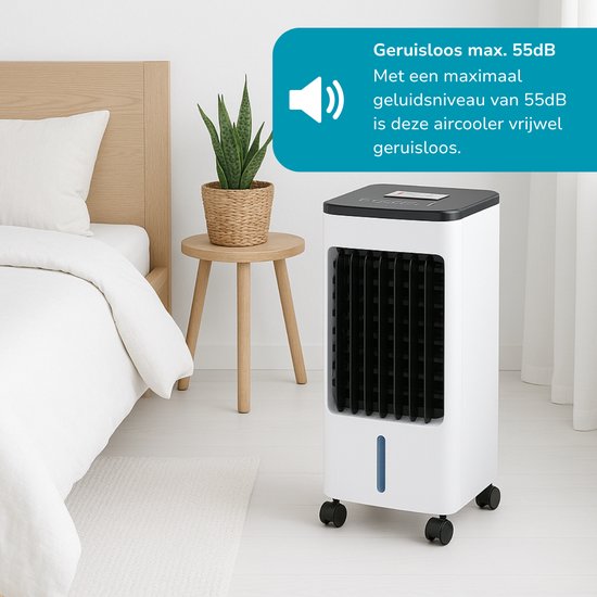 Lifetime Air Aircooler met Koelelementen - Ventilator, Luchtbevochtiger en Luchtkoeler - 55dB - Afstandsbediening en Timer - Watertank 4L - 22 x 24 x 53,5 cm