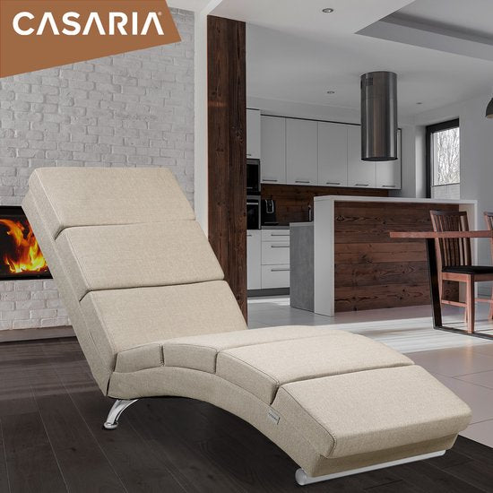 Casaria Relaxfauteuil London - Ligstoel Lounge Verchroomd - Sand