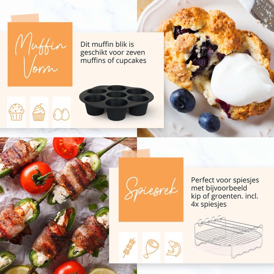 Happy Goods Heteluchtfriteuse XL Accessoires - geschikt voor Airfryer Accessoires - ⌀ 20 CM - Bakpapier - Siliconen Bakje - Bakvorm Rond - Muffin Bakvormen