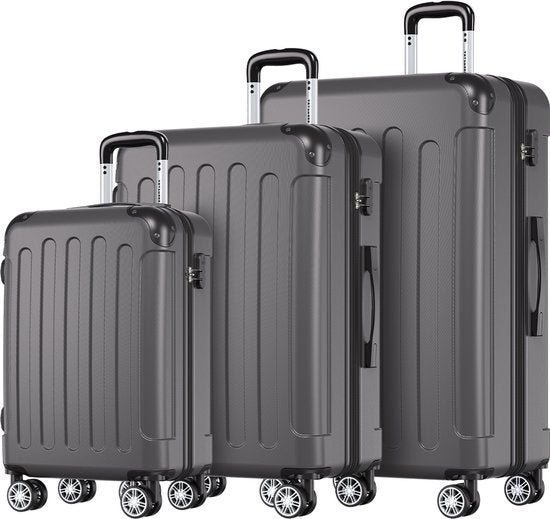 TRVLMORE Kofferset - 2 Delig - 38L Handbagage en 110L Ruimbagage - Lichtgewicht - Trolley - Reiskoffer Set - Donkergrijs