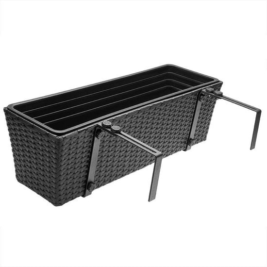 Casaria Polyrattan Bloembak – 2 Stuks Incl. Ophangbeugels – Zwart