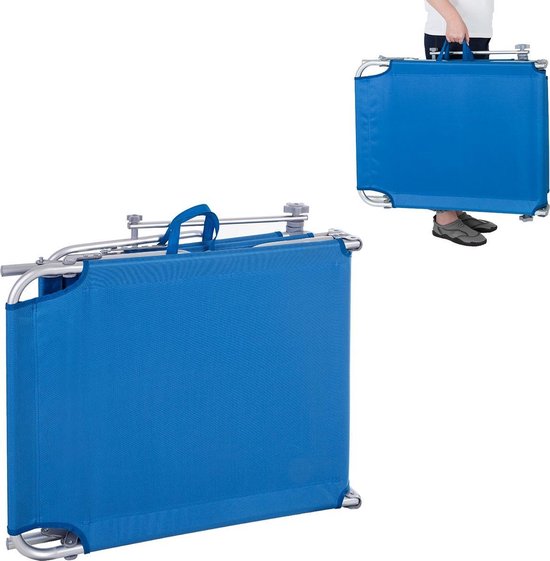 Casaria Ligstoel Ibiza – met Zonnedak - 190x59x29 cm – Blauw