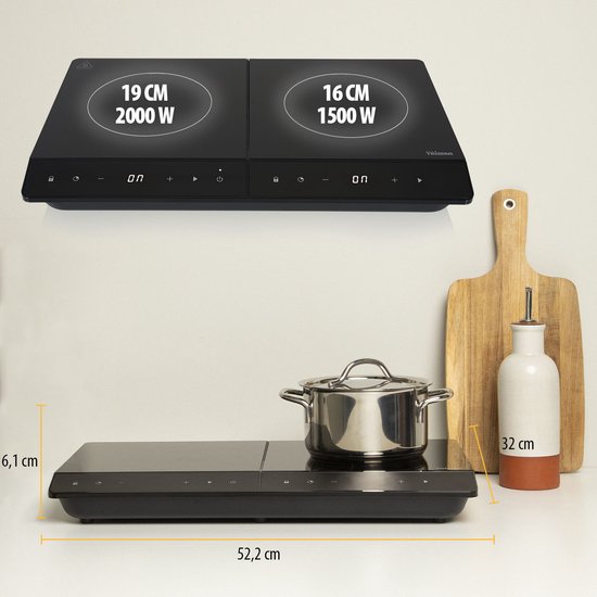 Tristar Luxe Inductiekookplaat 3500W - IK-6162 - 2 Kookzone - Timer tot 180 min - Zwart