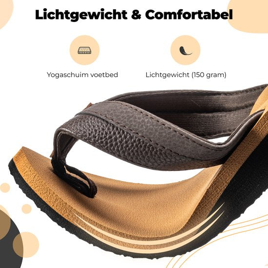 Slippers Heren - Sandalen - Bruin - Maat 42 - Comfeet