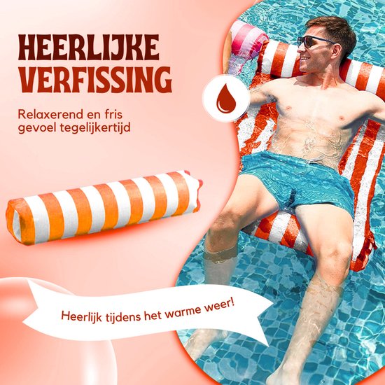 Travelly Luxe Waterhangmat Zwembad – Oranje – Opblaasbare drijvende lounge