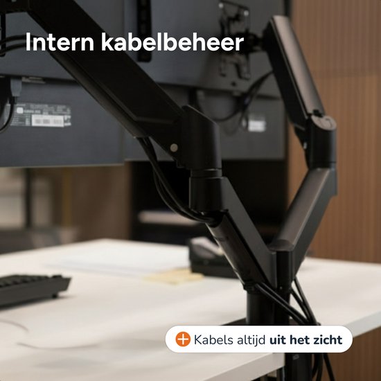 Skoov Monitorarm met gasveer - Voor 13-32 Inch - 2 schermen - Beugel - Monitor - Standaard - Houder - Steun - Extra stabiel - Zwart