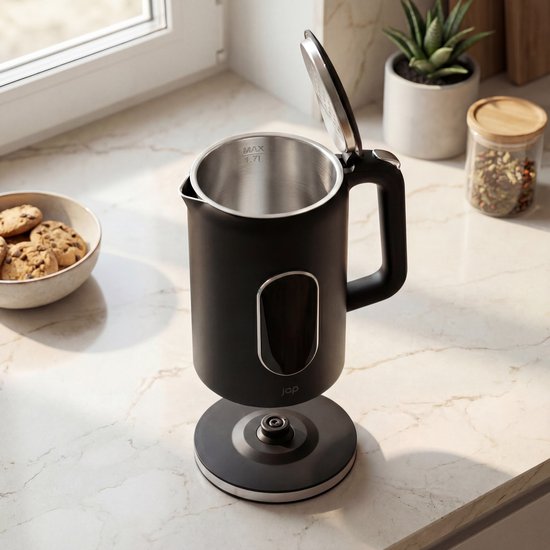 JAP Appliances Aquanova - Waterkoker (1.7 liter) met temperatuurregeling - Warmhoudfunctie - 40°C voor babyvoeding - Zwart