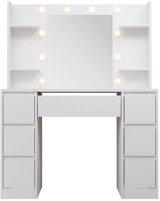 Kaptafel / Schminktafel Malia - Incl. Spiegel en LED - Wit