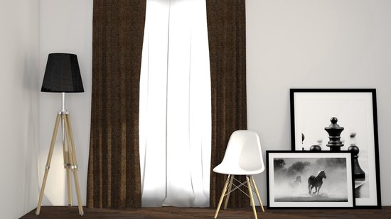 Larson - Luxe Geweven Blackout Gordijn - Haken - Chocolade Bruin - 150 x 250 cm – Verduisterend & kant en klaar