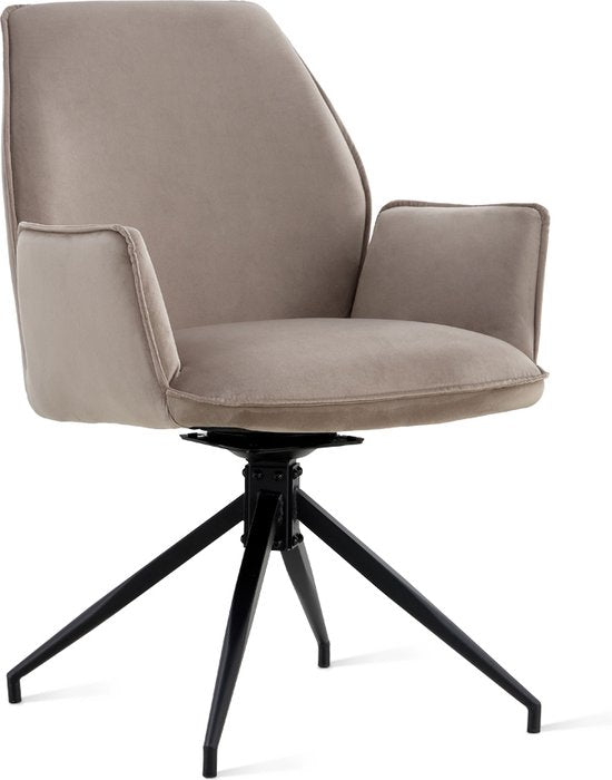 Multifurn Eetkamerstoel - Set van 2 - Draaibaar - 57 x 63 x 90 cm - Taupe
