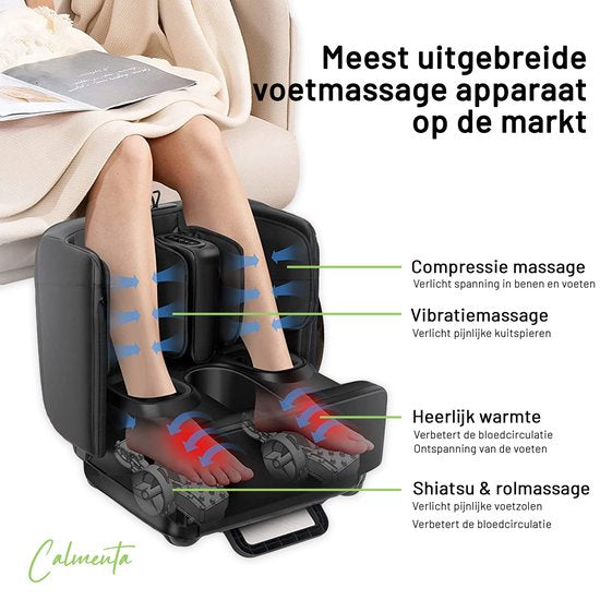 CALMENTA® Voetmassage Apparaat en Beenmassage - Shiatsu - Compressiemassage - Bloedcirculatieapparaat - Voetenbad - Bloedsomloop