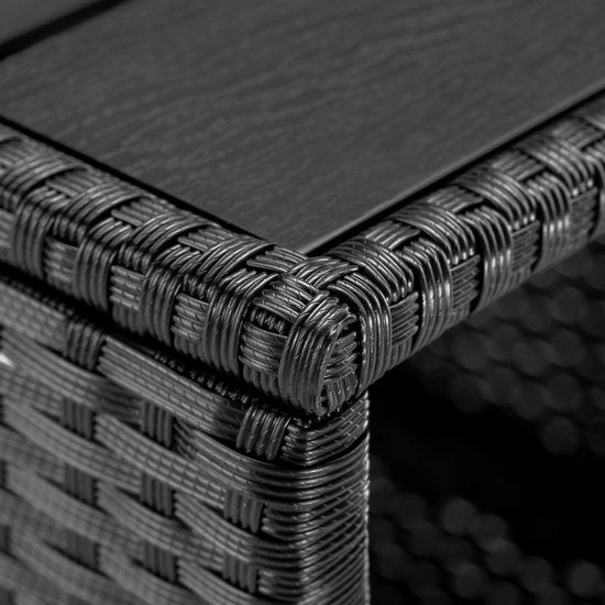 Casaria Polyrattan Bijzettafel - WPC Tafelblad 45x45x40cm – Zwart