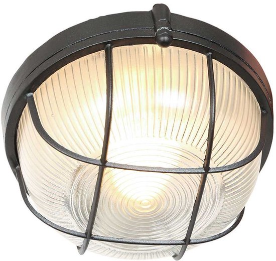 Plafondlamp Lisanne 1342ZW | Zwart metaal en glazen kap | Ø 17 cm, hoogte 8 cm | Mexlite | Trendy design voor binnengebruik