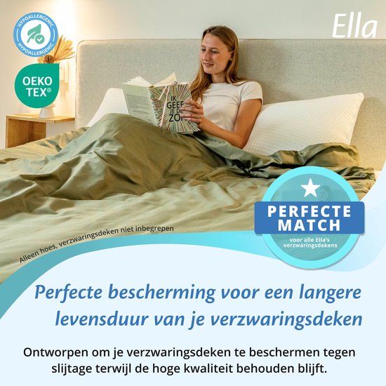 Hoes voor de verzwaringsdeken van EL Life 135 x 200 CM - 7 KG & 9 KG - Overtrek Hoes van 100% biologisch katoen - Licht Olijf Groen