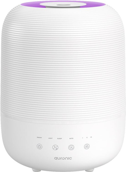 Auronic Luchtbevochtiger - 3L - Geschikt voor Slaapkamer, Babykamer, Kantoor, Woonkamer en Meer - Humidifier - BPA-Vrij - Wit