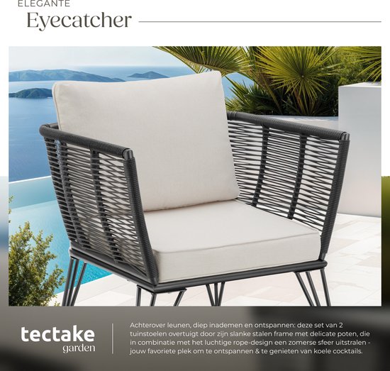 tectake® 2-delige Set Tuin Lounge fauteuils Sundo in Rope-Design – Comfort en Stijl - loungestoelen
