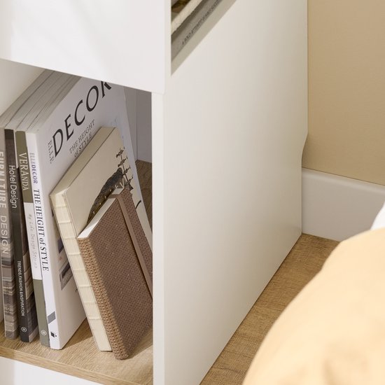SoBuy Smal Nachtkastje met Lade en Open Plank – 25 x 35 x 60 cm – Ruimtebesparend Design – MDF – Scandinavische Stijl – Houtkleur