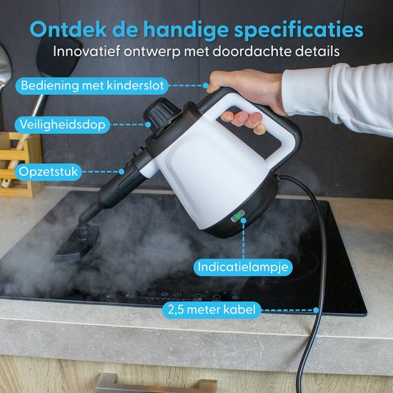 Ølven Handstoomreiniger - 5 in 1 - Stoomreiniger - Vlekkenreiniger - Tapijtreiniger - 450ML - 1200W