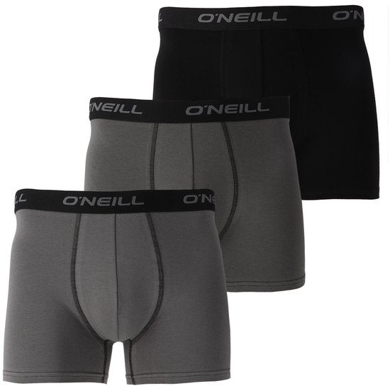 O'Neill Heren Boxershorts Trunks 900003 Effen Grijs/Zwart 3-Pack - Maat S