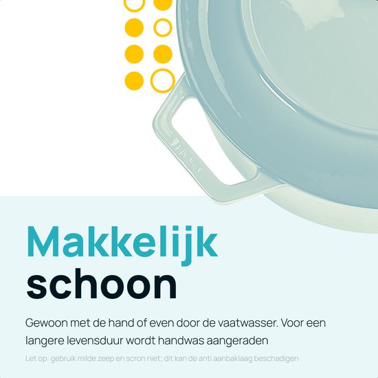 MOA Gietijzeren Braadpan - 7,2L - Voor Alle Warmtebronnen incl. Inductie - Met Deksel - Ø 30cm - Anti-Aanbaklaag - Lichtblauw