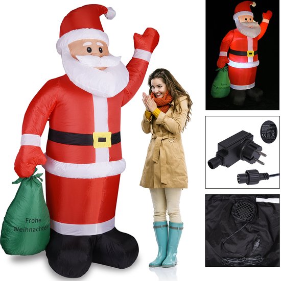Kerstman - Opblaasbaar XL 180cm – LED Verlichting