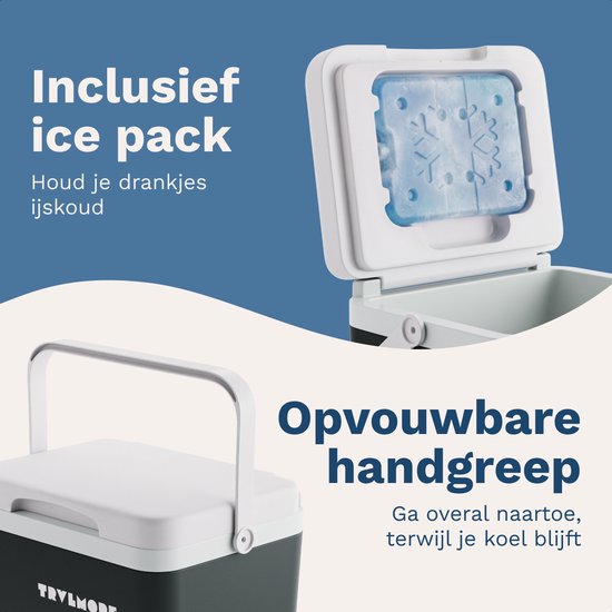 TRVLMORE Koelbox 7L - Frigobox - Inclusief Koelelement - Koelbox Klein - Antraciet