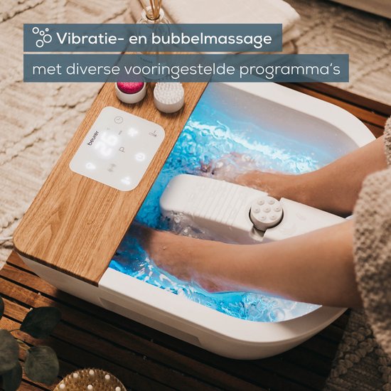 Beurer FB 65 Elektrisch voetenbad - Voetmassage - Trillings-en bubbelmassage - Aromatherapie - Infrarood - LED sfeerverlichting - Verwarming - Magnetische velden - Voetreflex rollers - 3 Pedicure-opzetstukken - Tot maat 51 - 3 Jaar garantie