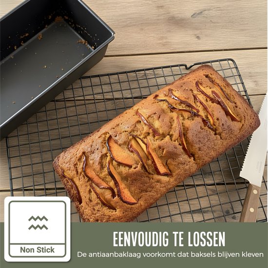 COOCK - Bakvorm - Cakeblik met Antiaanbaklaag - Cakevorm - Bakblik 25 cm - Incl. Deegschraper & E-Book