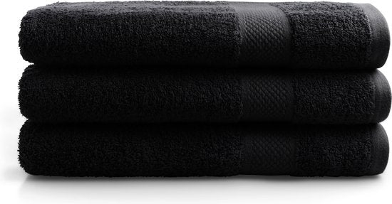 DoubleDry Handdoeken 70 x 140 cm – set van 3 – Hotelkwaliteit 500 g/m2 – Zacht & Absorberend - OEKO-TEX Made in Green & BSCI Gecertificeerd - raven zwart